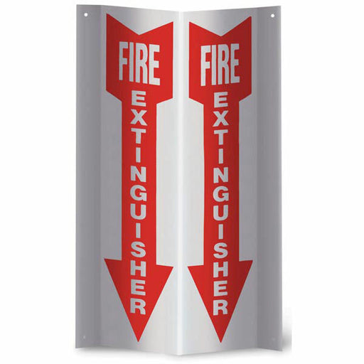 Fire Extinguisher Arrow Sign, 3-D Rigid Plastic, 4" x 12"