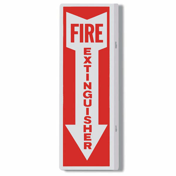 Fire Extinguisher Arrow Sign, 90° Angle, Aluminum, 4" x 12"