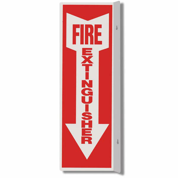 Fire Extinguisher Arrow Sign, 90° Angle, Rigid Plastic, 4" x 12"