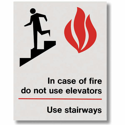 In Case Of Fire Do Not Use Elevators Sign, Vinyl Sticker, Decal 5 1/2" x 7"