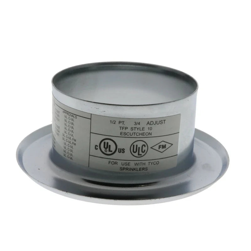 Tyco Style 10 Recessed Fire Sprinkler Escutcheon,  1/2" NPT, Chrome, 56-701-9-010