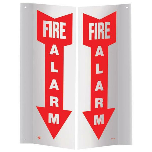 Fire Alarm Arrow Angle Sign, 3D, Plastic, 4" x 12"