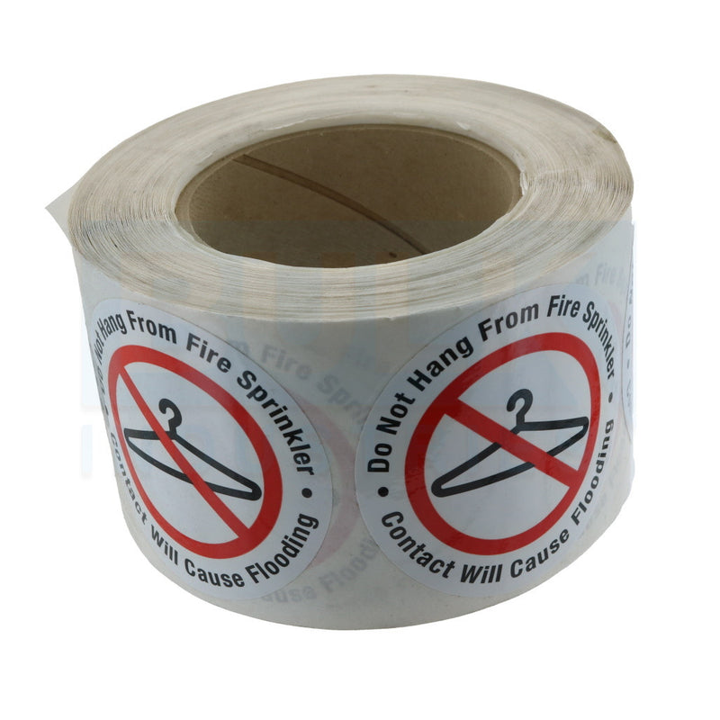 Do Not Hang From Fire Sprinkler Sign - 3" Vinyl - Roll of 100 Stickers