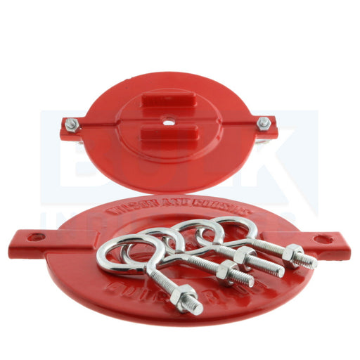 Fire Department Connection FDC Aluminum Break Away Caps 2 1/2" Red (Set of 2)