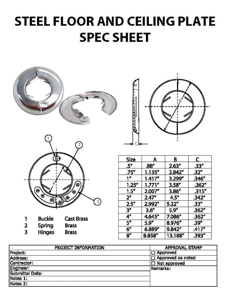 Wall Plate Steel - Floor or Ceiling  - Available In Multiple Sizes
