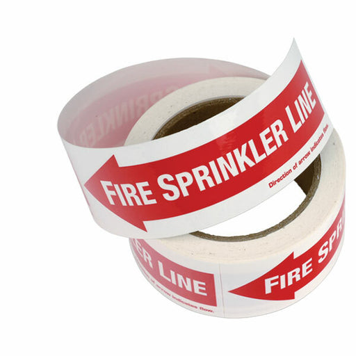 Fire Sprinkler Line, Left Arrow, Vinyl Sticker, Decal