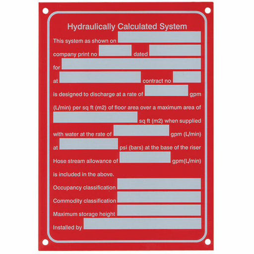 Hydraulic System Sign,  Aluminum, 5" x 7"