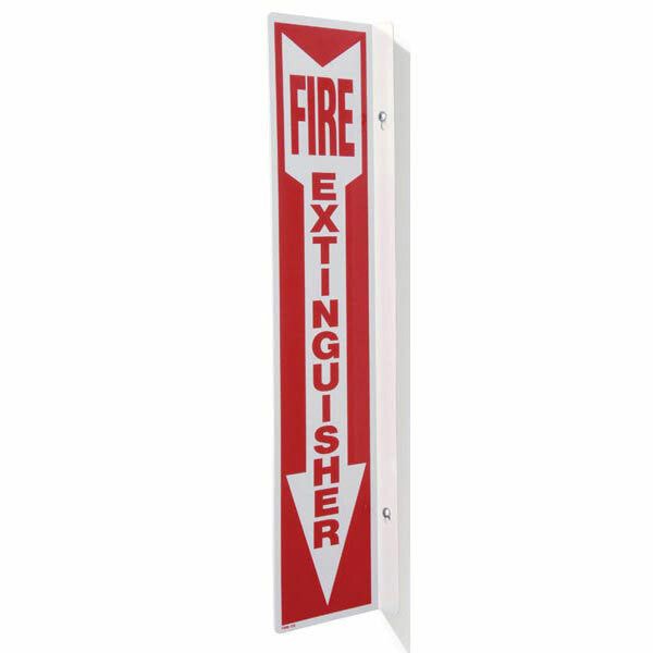 Fire Extinguisher Arrow Sign, 90° Angle, Rigid Plastic, 4" x 18"