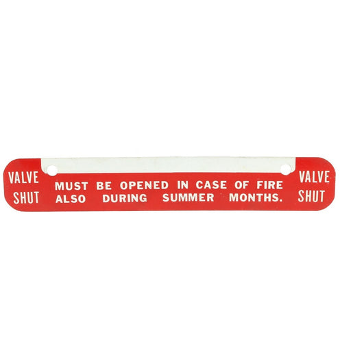 Valve Shut Sign