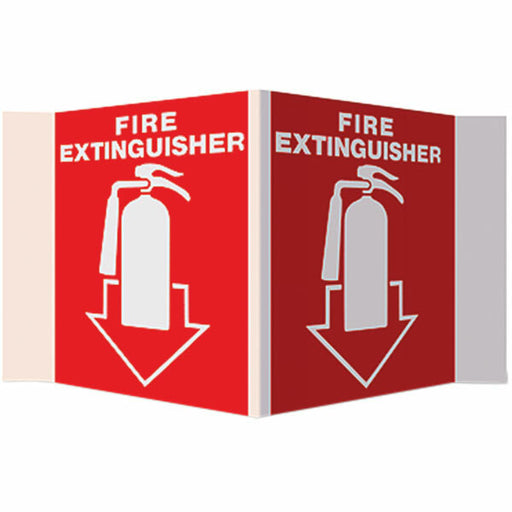 Fire Extinguisher Arrow Sign, 3-D Rigid Plastic, 5" x 6"