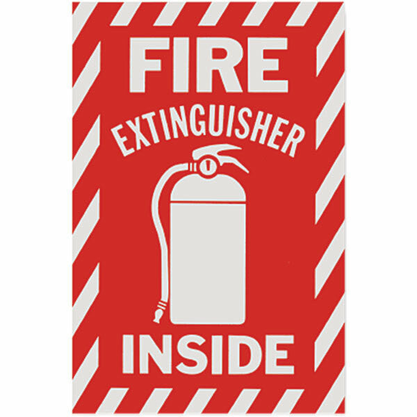 Fire Extinguisher Inside Sign, Vinyl Sticker, Decal 6" x 9"