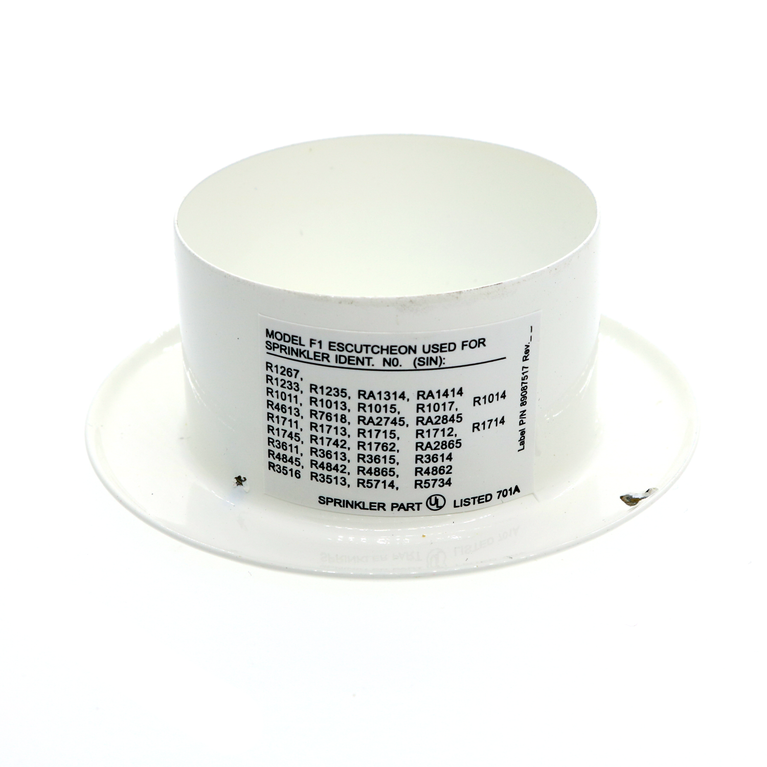 RASCO/Reliable Model F1 Recessed Fire Sprinkler Escutcheon, 1/2