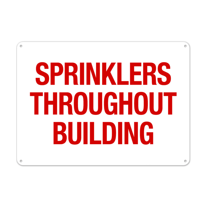 Sprinklers Throughout Building Sign, Aluminum, 12" x 10"
