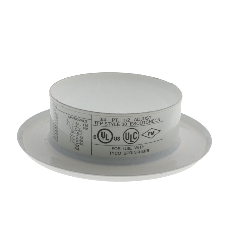 Tyco Style 30 Recessed Fire Sprinkler Escutcheon 3/4" NPT, White, 56-705-4-011 - WeSupplyIt.com