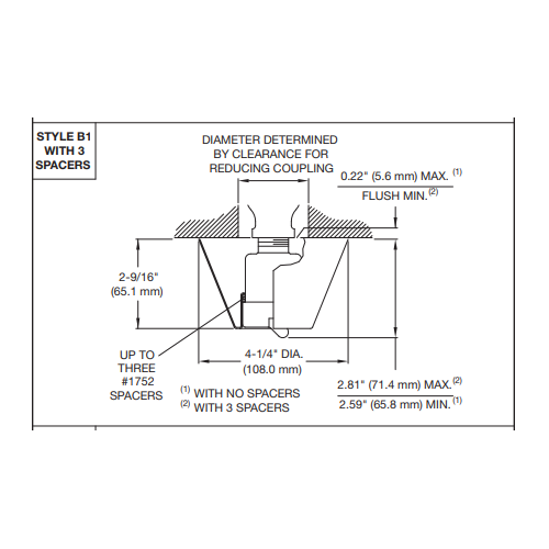 Tyco Model PH2 Type B1 B-1 Fire Sprinkler Escutcheon, Institutional, Chrome, 56-001-7-511 - WeSupplyIt.com
